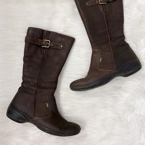 Ecco Dark Brown Leather Tall Riding Boots Shoes
